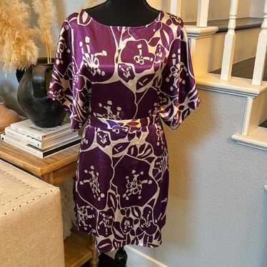 BCBGMAXAZRIA Purple Large Sleeve Dress with Tie