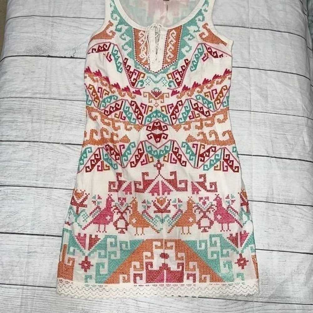 Free People Embroidered Sleeveless Aztec Shift Dr… - image 2