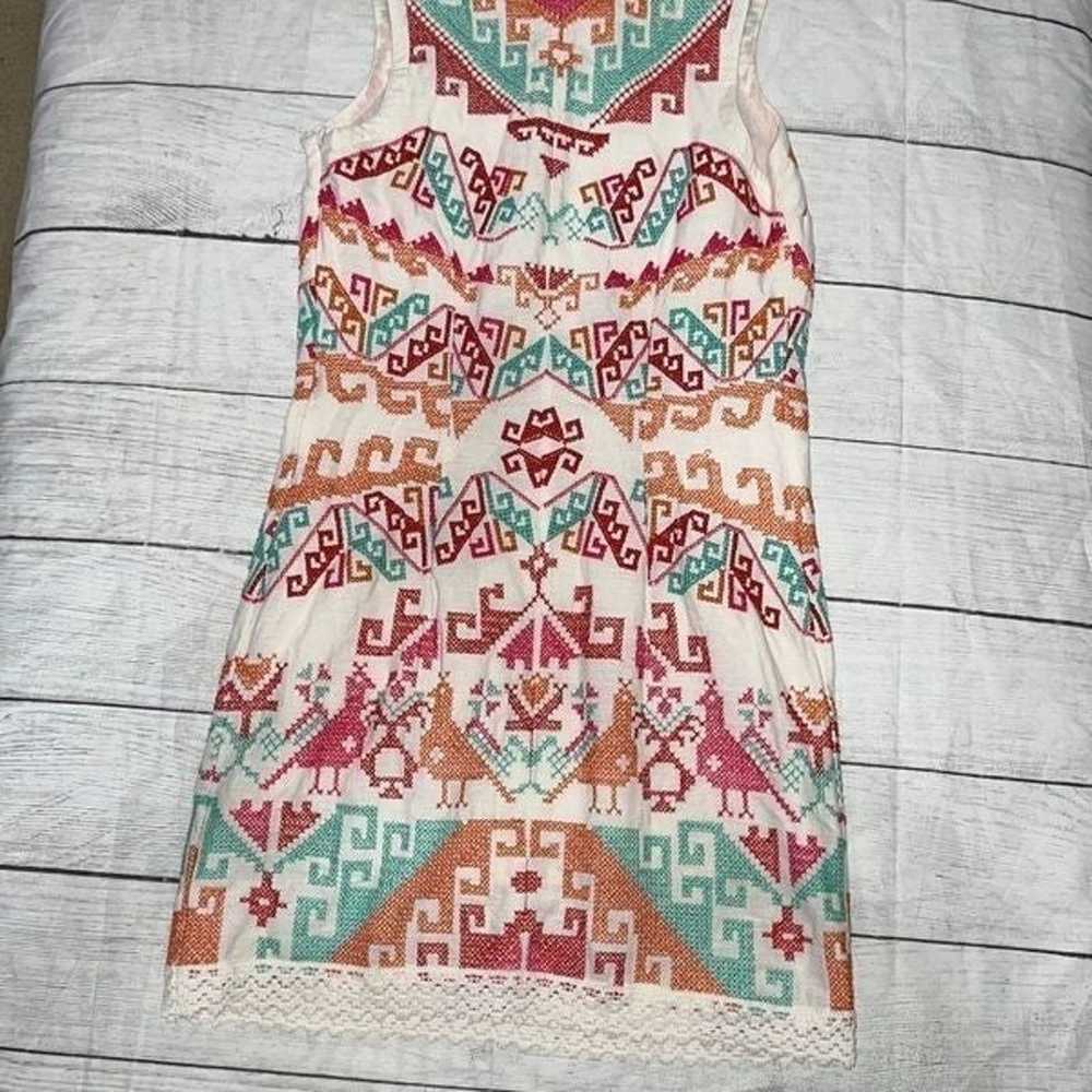 Free People Embroidered Sleeveless Aztec Shift Dr… - image 3