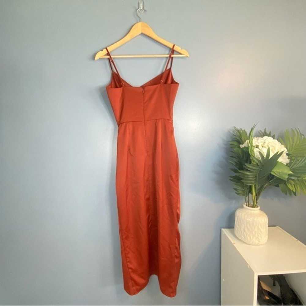 Showpo Burnt Orange Satin Cowl Neck Midi Dress - image 3