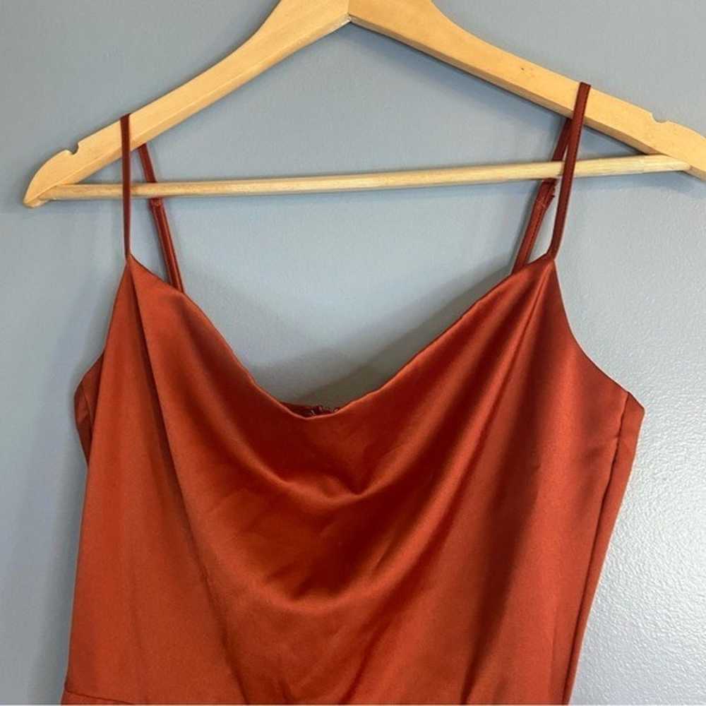 Showpo Burnt Orange Satin Cowl Neck Midi Dress - image 5