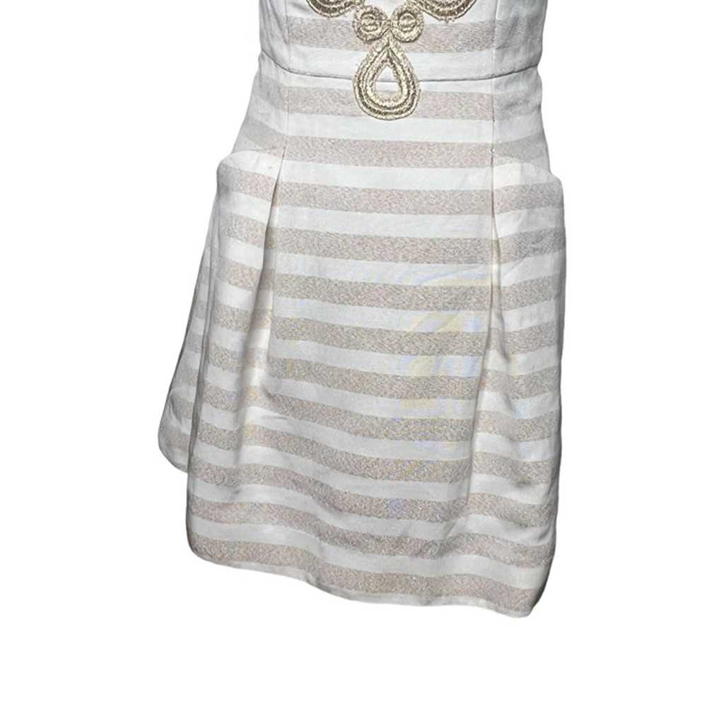 Lilly Pulitzer Blossom Dress Gold White Striped E… - image 4