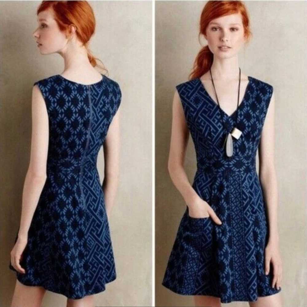 TRACY REESE ANTHROPOLOGIE Dress Womens 2 Blue Fit… - image 1