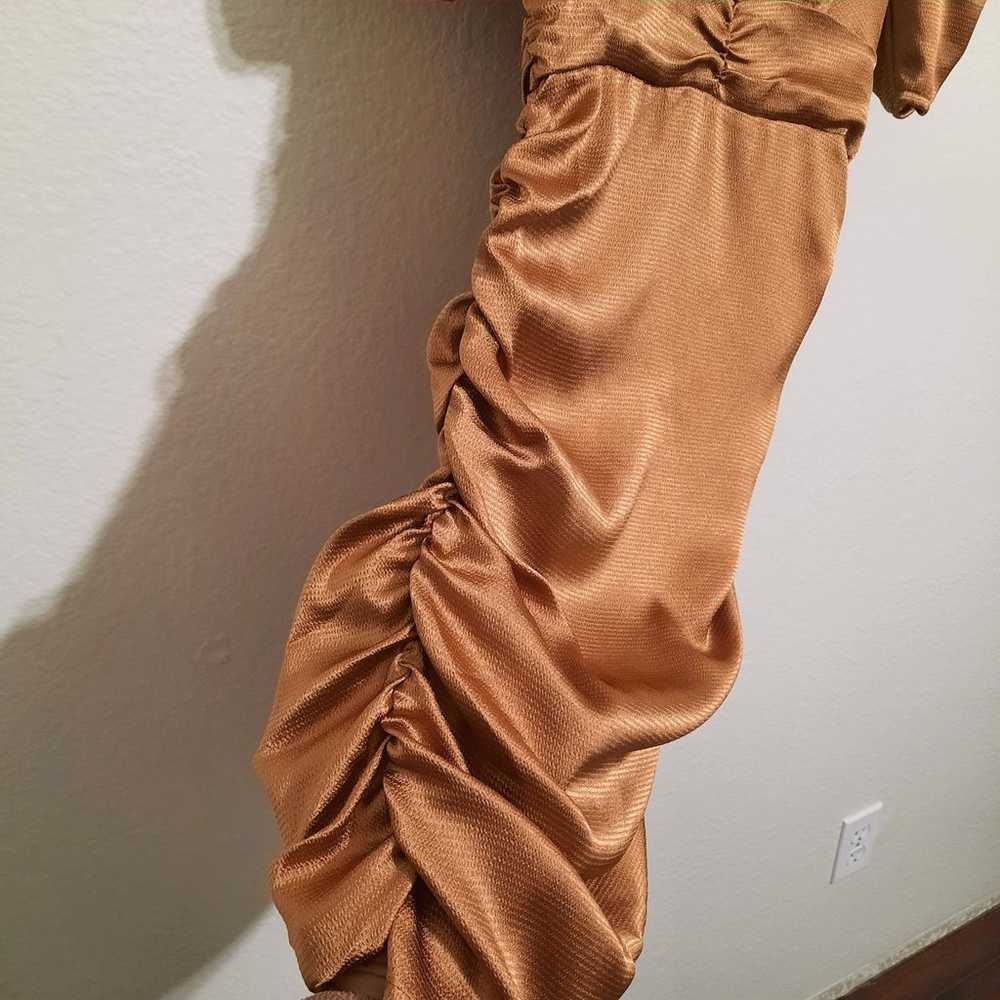 4Si3nna Diane Copper Ruched Dress Sz XS - image 6