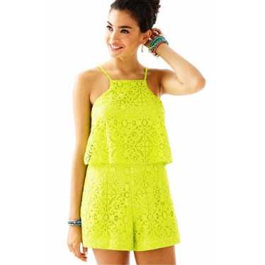 Lilly Pulitzer Celyn Lime Ricky Lace Halter Rompe… - image 1