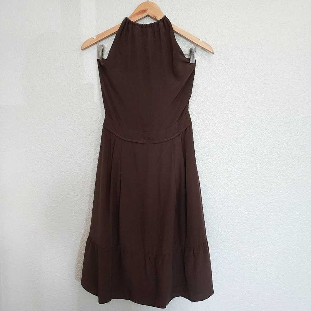 Mossimo Dutti Brown Silk Halter Mini Dress - image 1