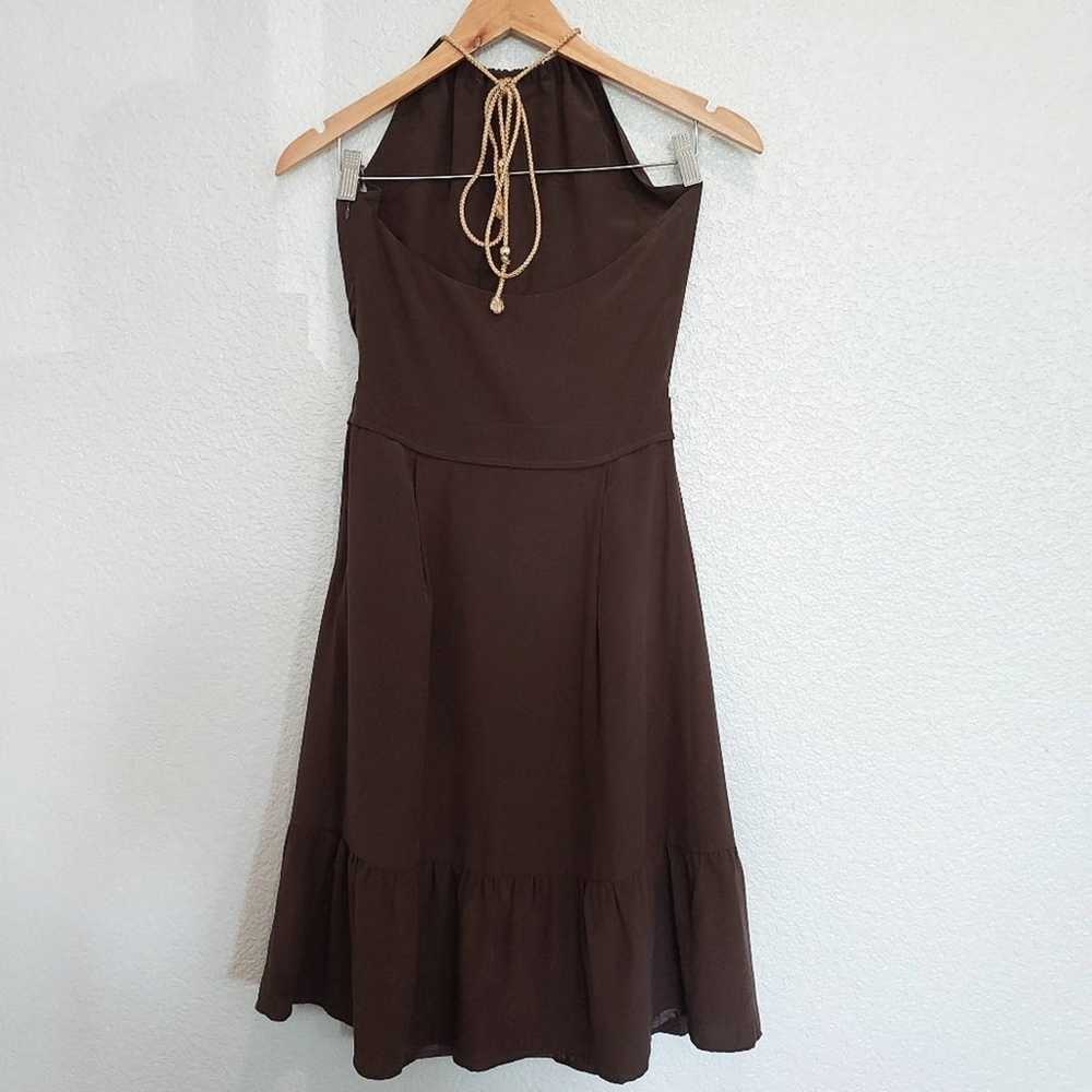 Mossimo Dutti Brown Silk Halter Mini Dress - image 4