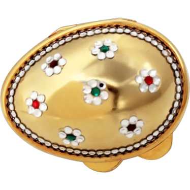 Judith Leiber Pillbox Oval Egg, with Gold Tone, Fl