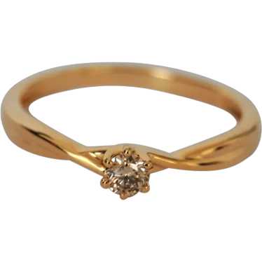 Champagne Argyle Mine Diamond 18k Gold Ring Solit… - image 1