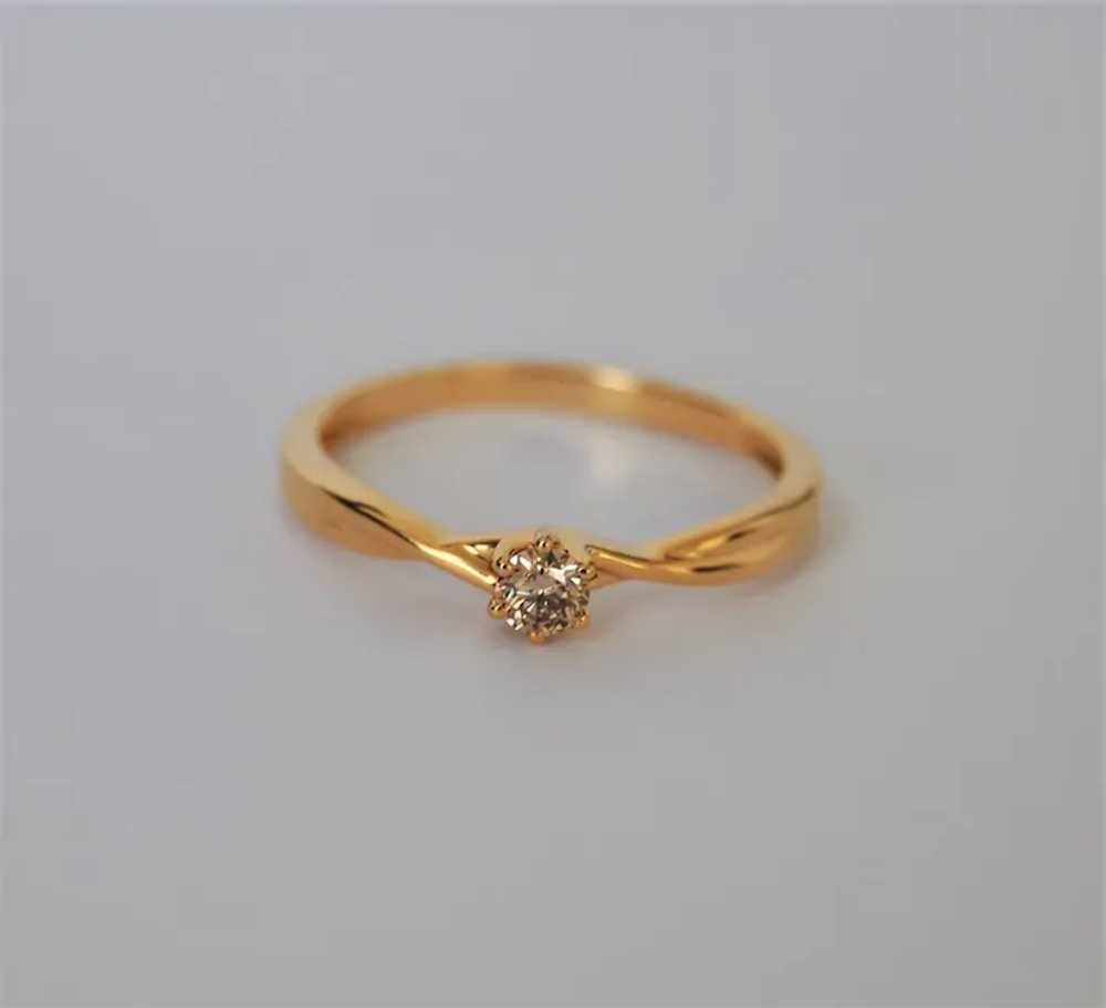 Champagne Argyle Mine Diamond 18k Gold Ring Solit… - image 2