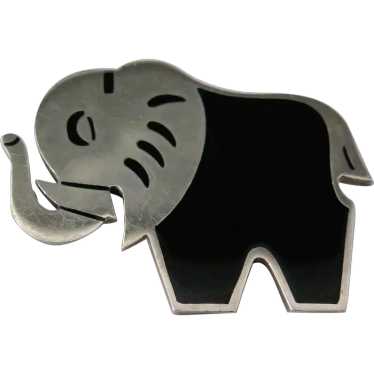 Vintage Elephant Taxco Mexico Sterling Silver Pin 