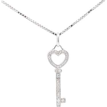 14K White Gold Natural Diamond Key To My Heart Pe… - image 1