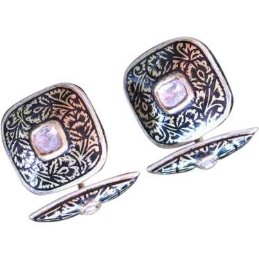 Vintage Cufflinks Gold Diamonds Enamel Mughal Indi