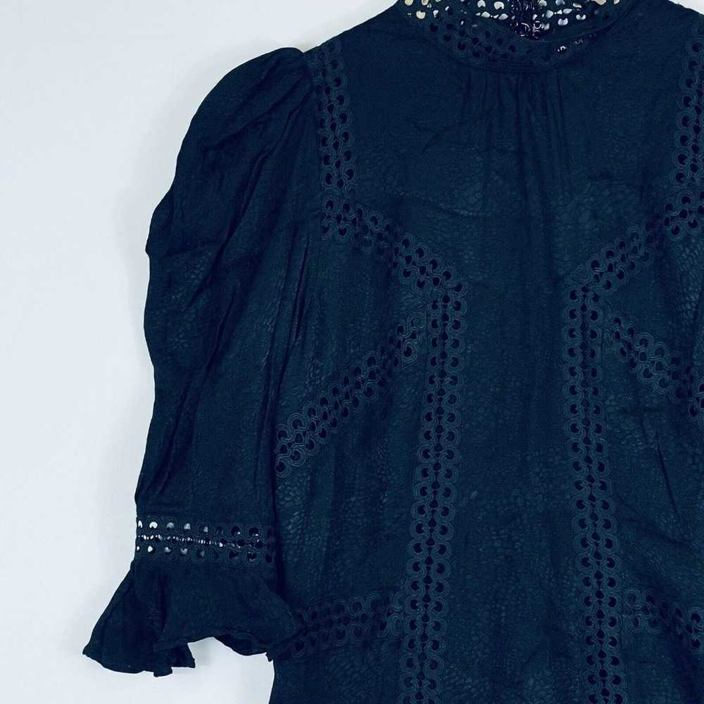 The Kooples Paris Black Crochet Panel Half Sleeve… - image 3