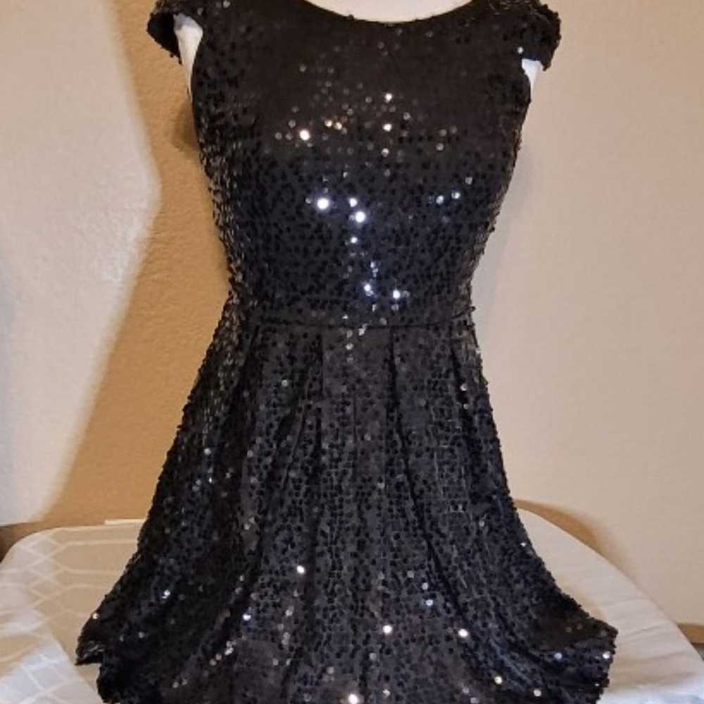 Black Sequins Dress M - image 2