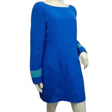 Albert Nipon 90's Designer Blue Silk Dress Size 1… - image 1