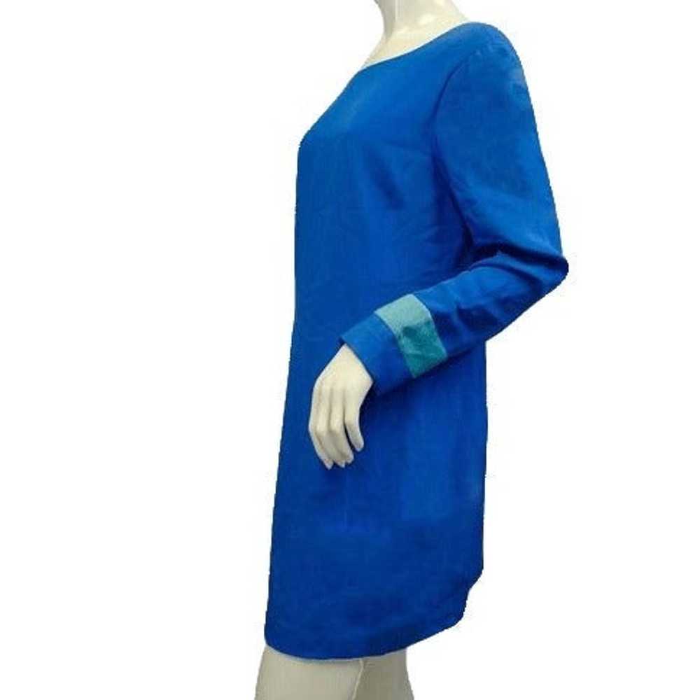 Albert Nipon 90's Designer Blue Silk Dress Size 1… - image 3