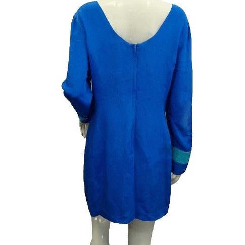 Albert Nipon 90's Designer Blue Silk Dress Size 1… - image 4