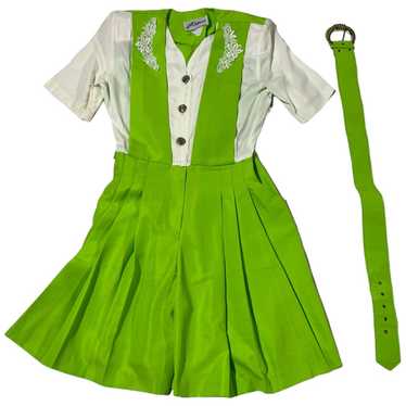 lime green and white willys influence romper with… - image 1