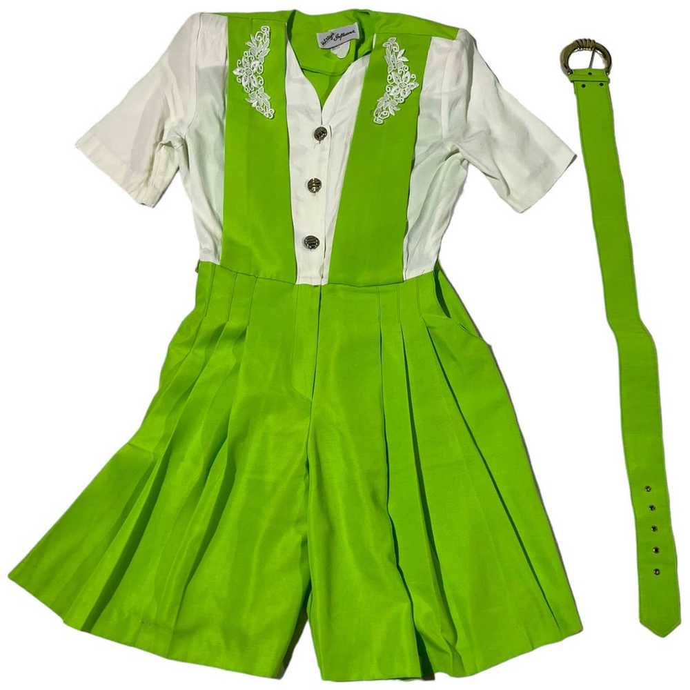 lime green and white willys influence romper with… - image 2