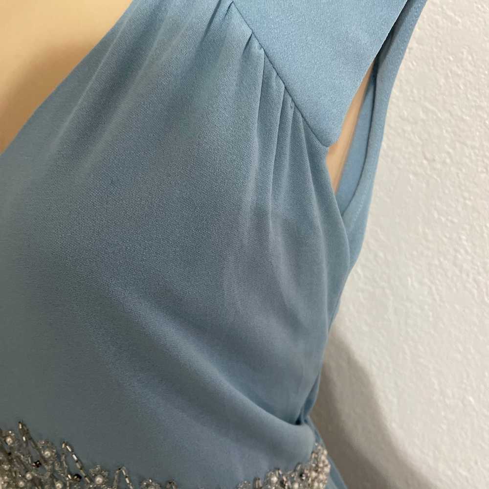 VINTAGE Circa 1970s Blue Beaded Jersey Gown Size … - image 6