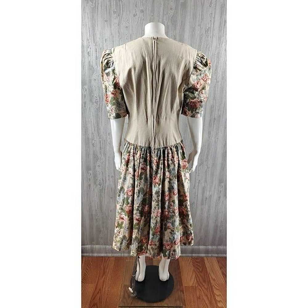 Vintage Floral Midi Dress Puff Laura Ashley Style… - image 6