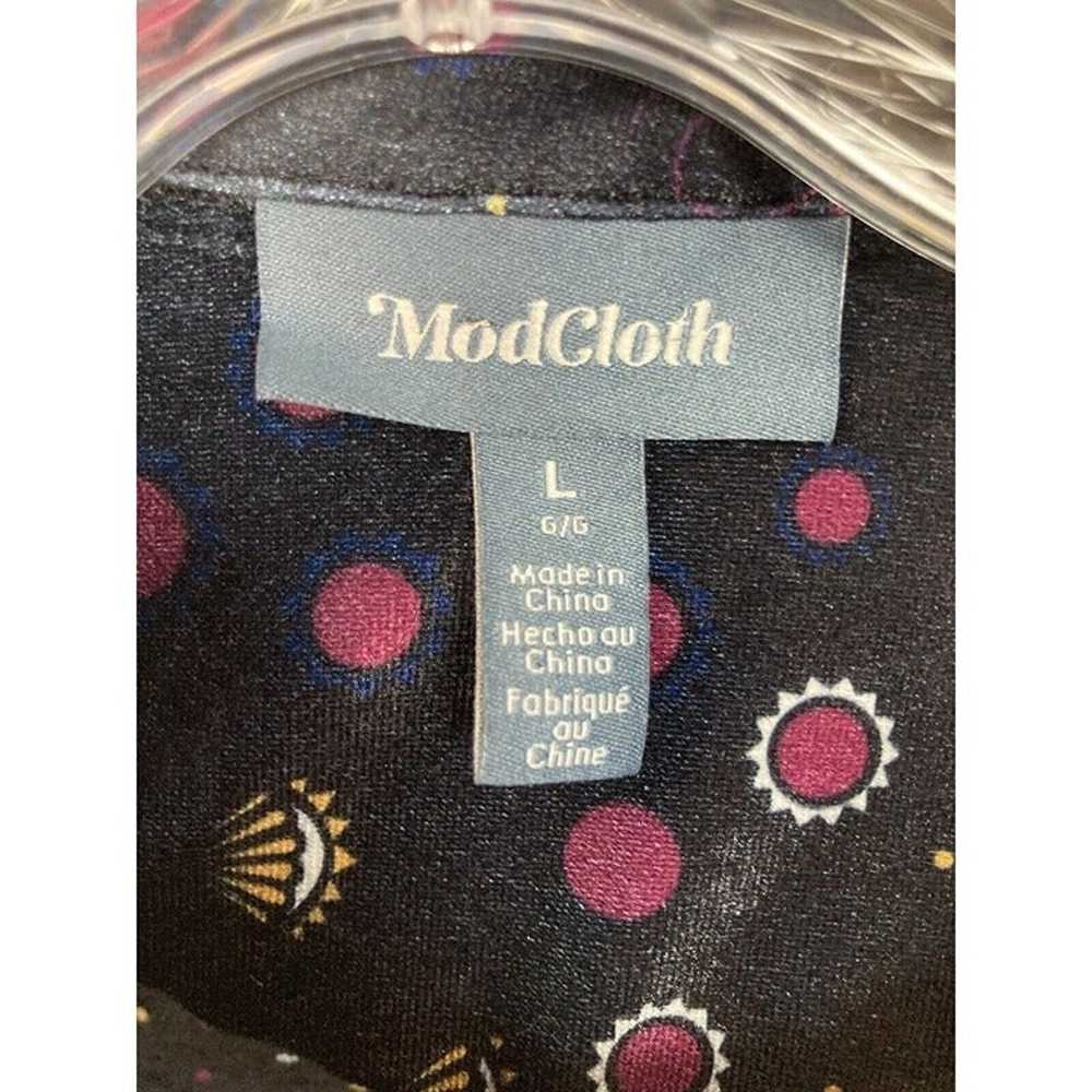 *ModCloth Black Art Deco Print Velvet Club Button… - image 5