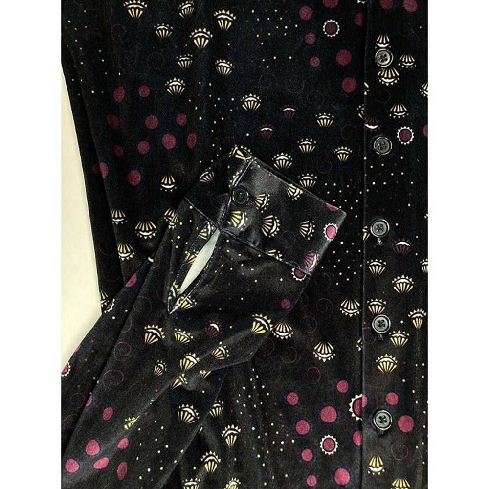 *ModCloth Black Art Deco Print Velvet Club Button… - image 6