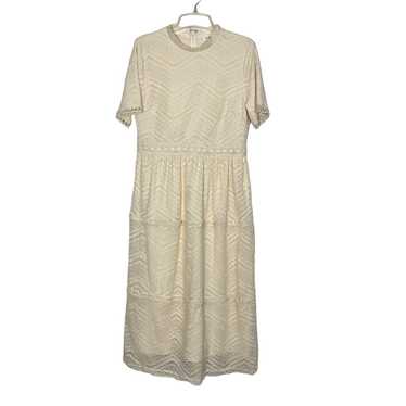 Joanna Hope Button Sleeve Burnout Dress