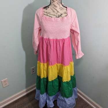 Crown & Ivy Rainbow Color Blocked Tiered Maxi Dre… - image 1