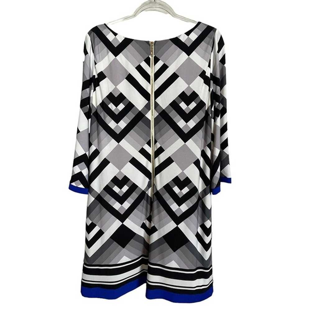 Eliza J Black Gray White Blue Short Sleeve Expose… - image 3