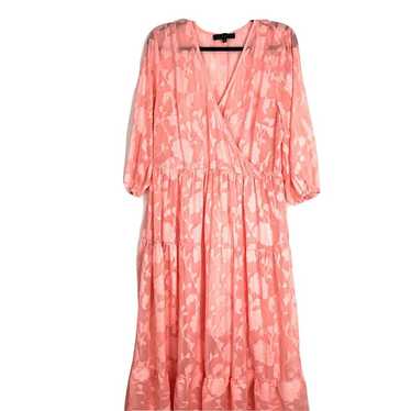 ELOQUII Burnout Pink Floral Chiffon Maxi Dress Siz
