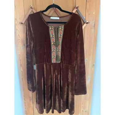 Rusttydustty brown velour long sleeve tunic mini d