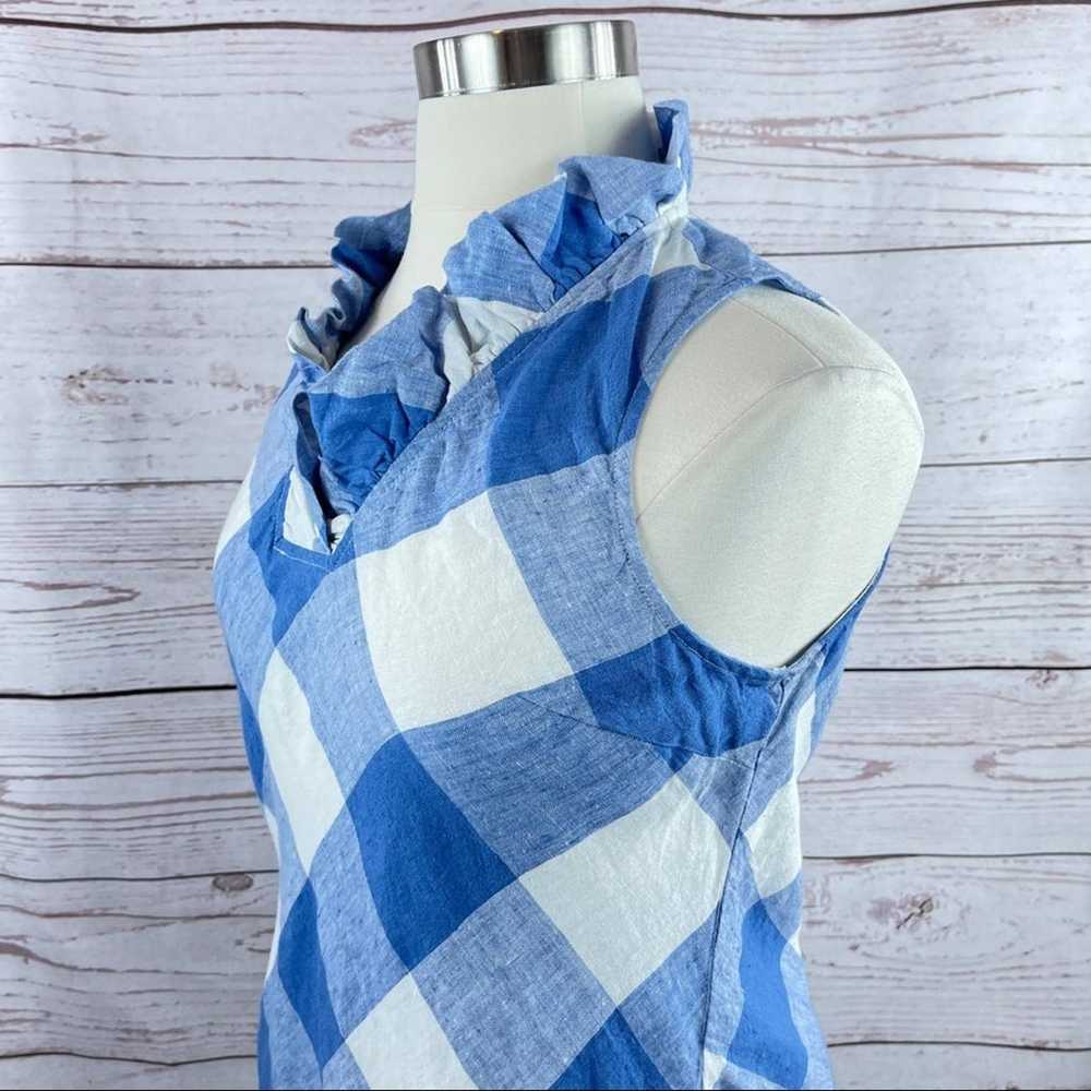 Crown & Ivy plaid blue and white ruffle neckline - image 5