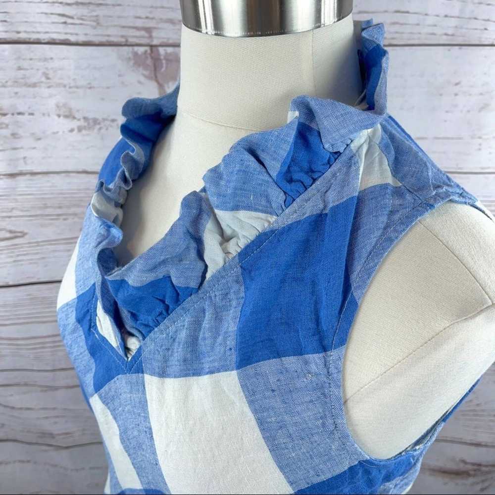 Crown & Ivy plaid blue and white ruffle neckline - image 6