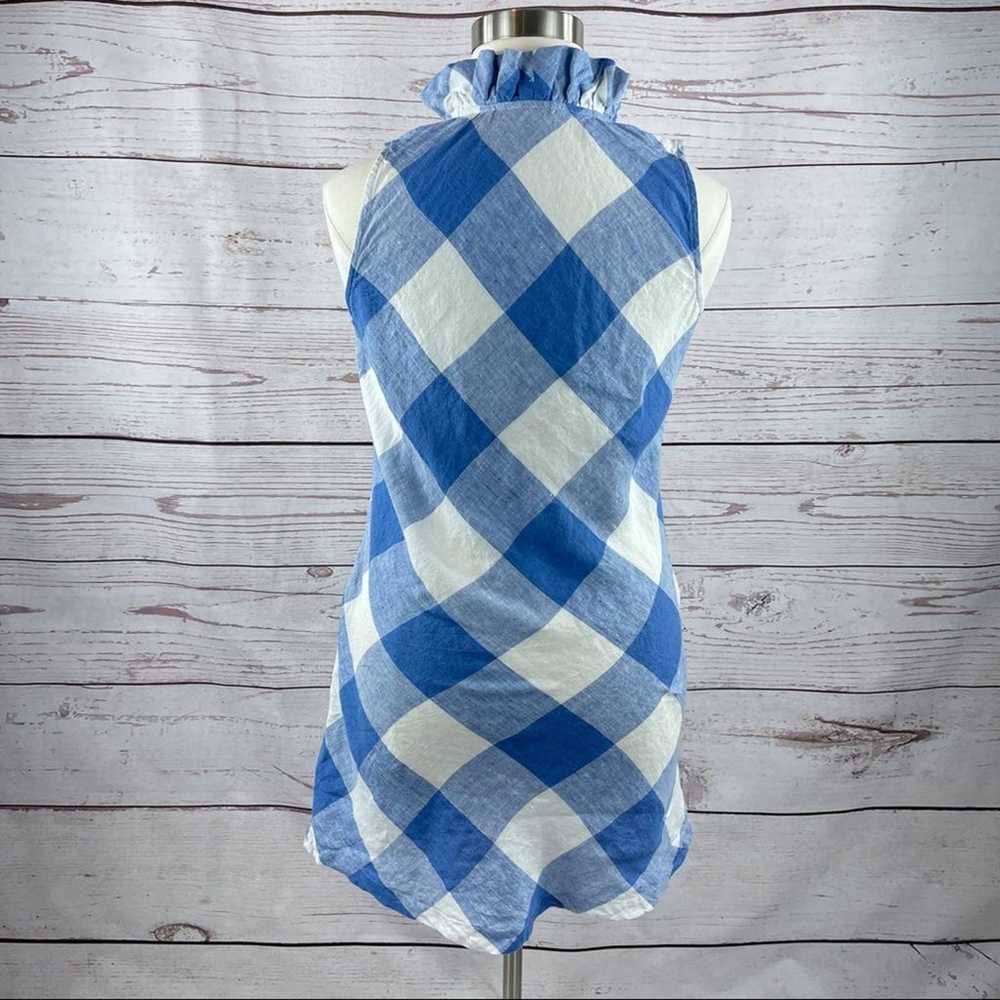 Crown & Ivy plaid blue and white ruffle neckline - image 8