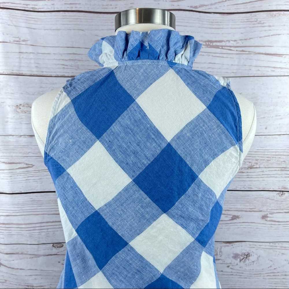 Crown & Ivy plaid blue and white ruffle neckline - image 9