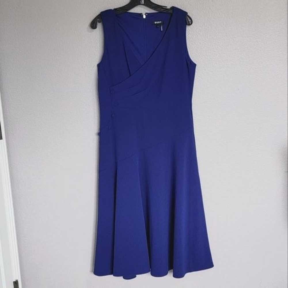 DKNY BLUE MIDI FLARE DRESS/ SIZE 12 - image 1