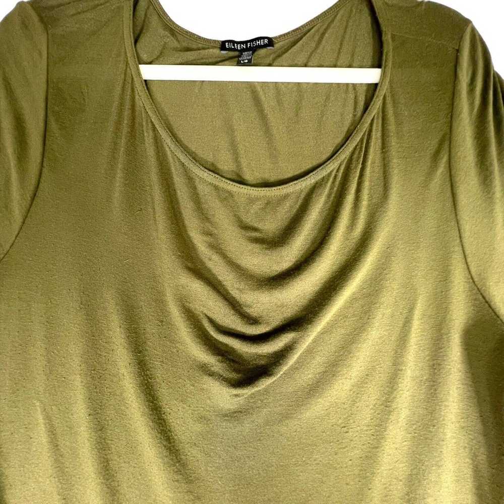 Eileen Fisher. Size Large T Shirt Dress Olive Gre… - image 2