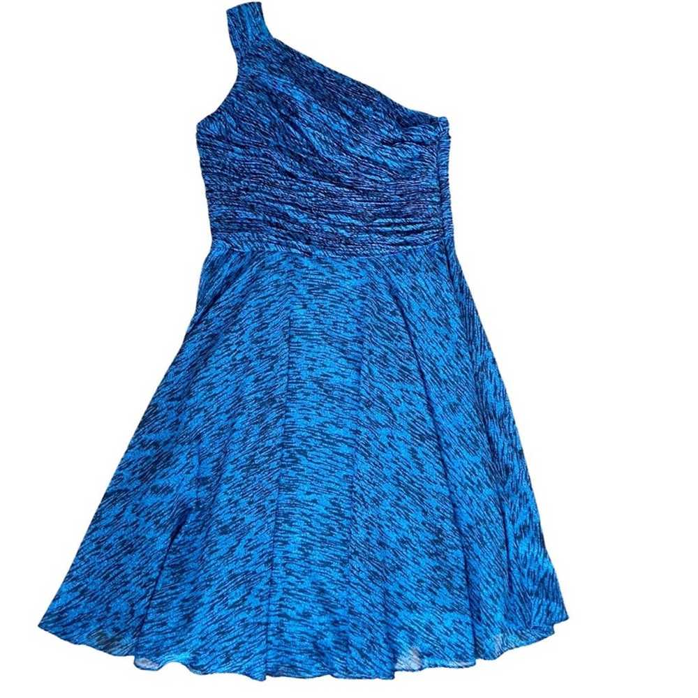 Halston Heritage Blue Ruched One Shoulder Dress - image 2