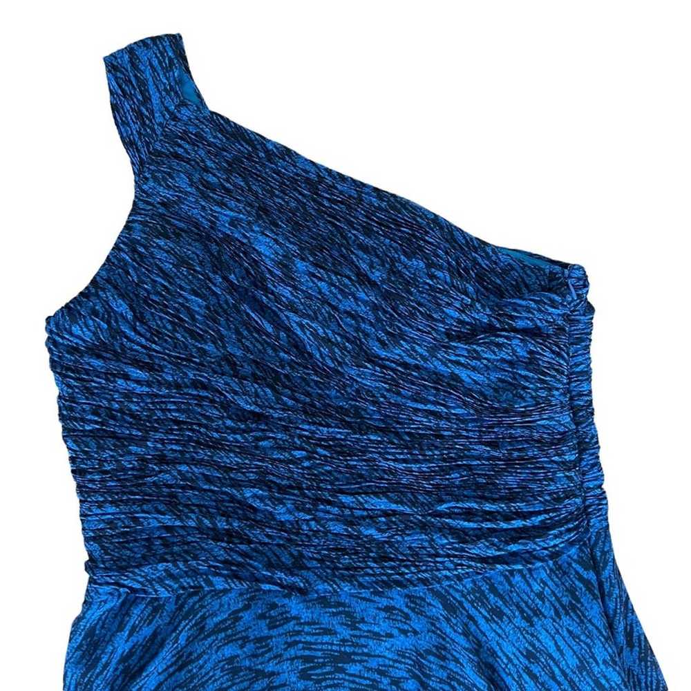 Halston Heritage Blue Ruched One Shoulder Dress - image 5