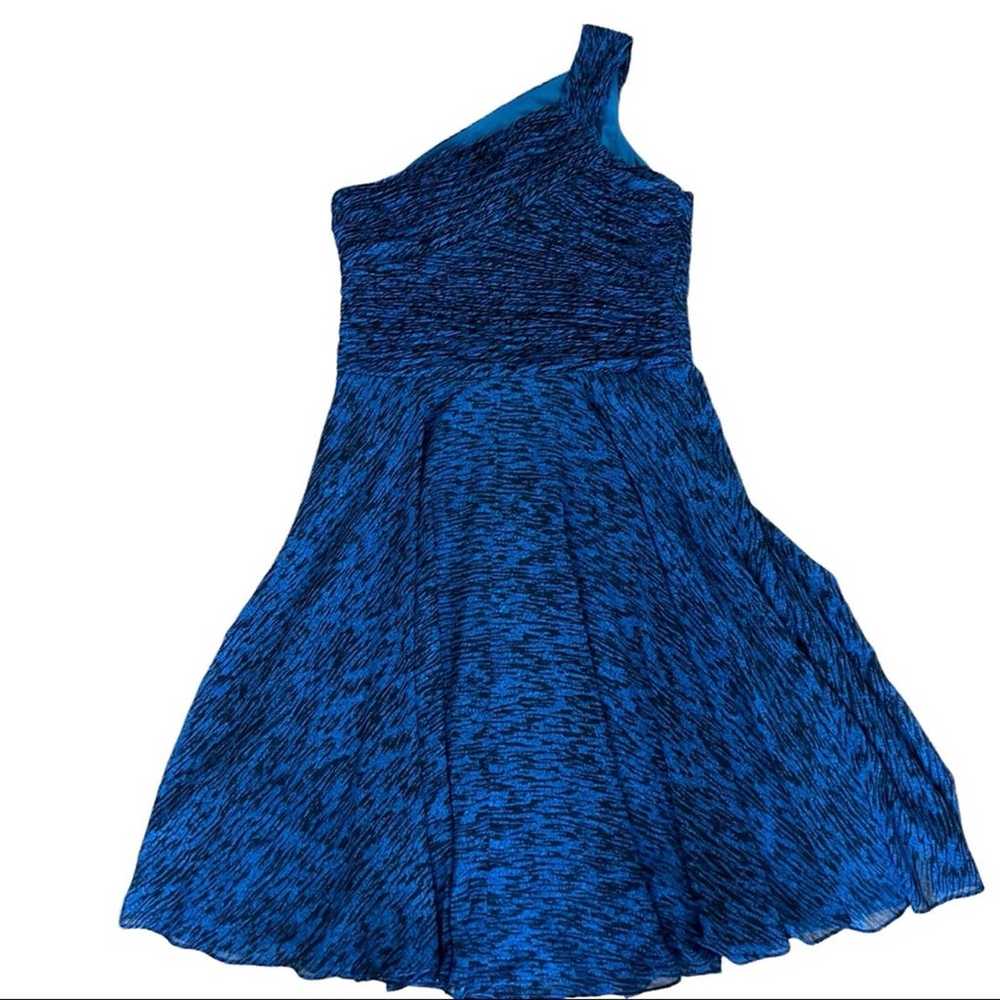 Halston Heritage Blue Ruched One Shoulder Dress - image 7