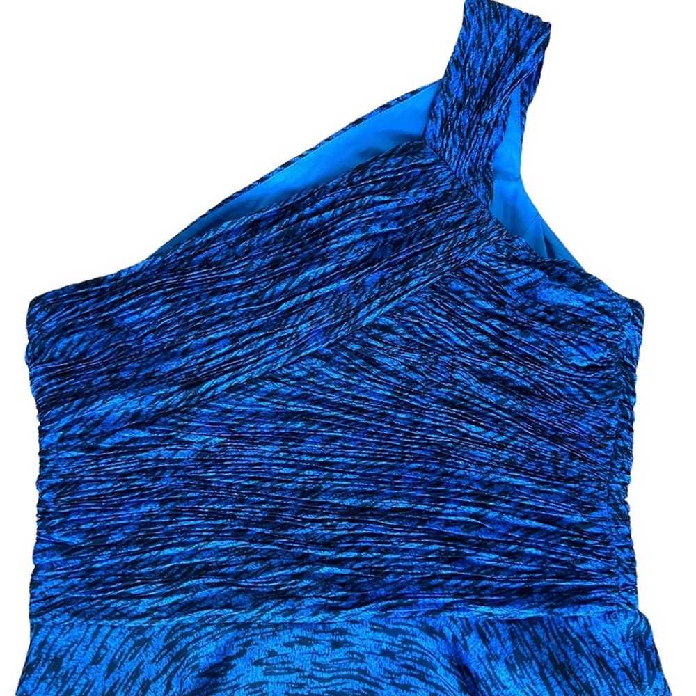Halston Heritage Blue Ruched One Shoulder Dress - image 8