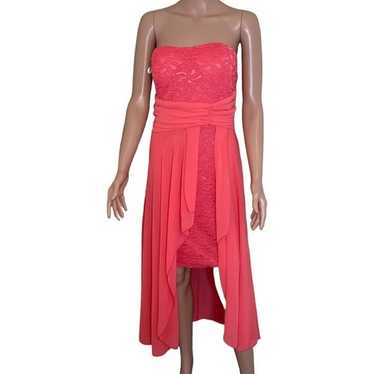 La Scala brand tangerine orange strapless lace an… - image 1