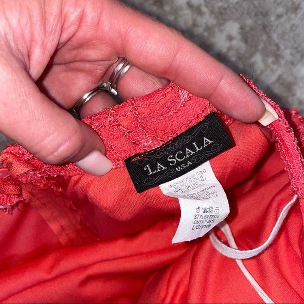 La Scala brand tangerine orange strapless lace an… - image 4