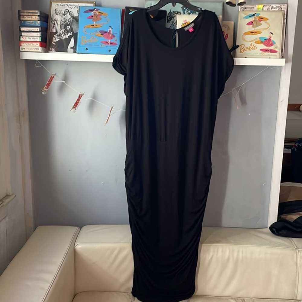 Vince Camuto Black cap sleeve ruched Maxi dress 1X - image 5