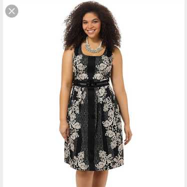 City Chic Black and White Vintage Lace Dress - image 1