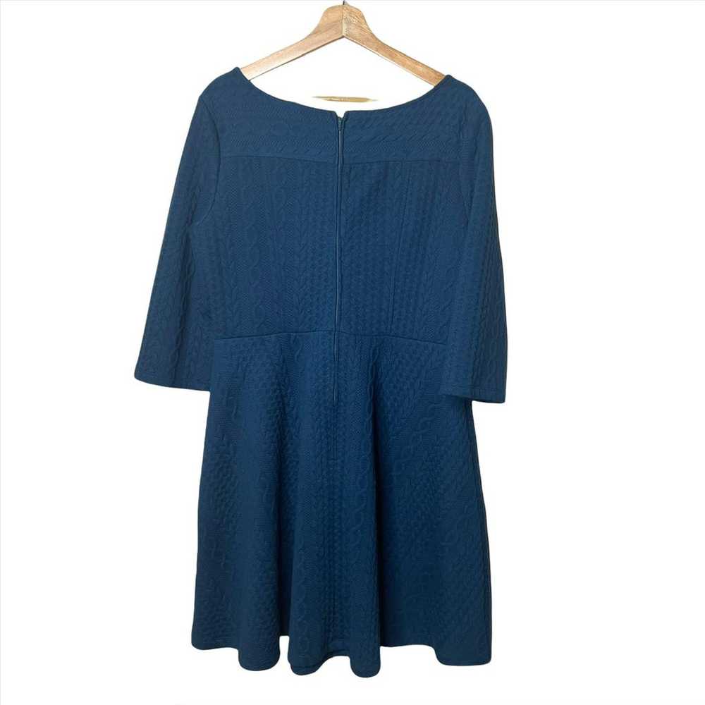 Modcloth Blue Textured Jacquard Fit & Flare Knit … - image 2