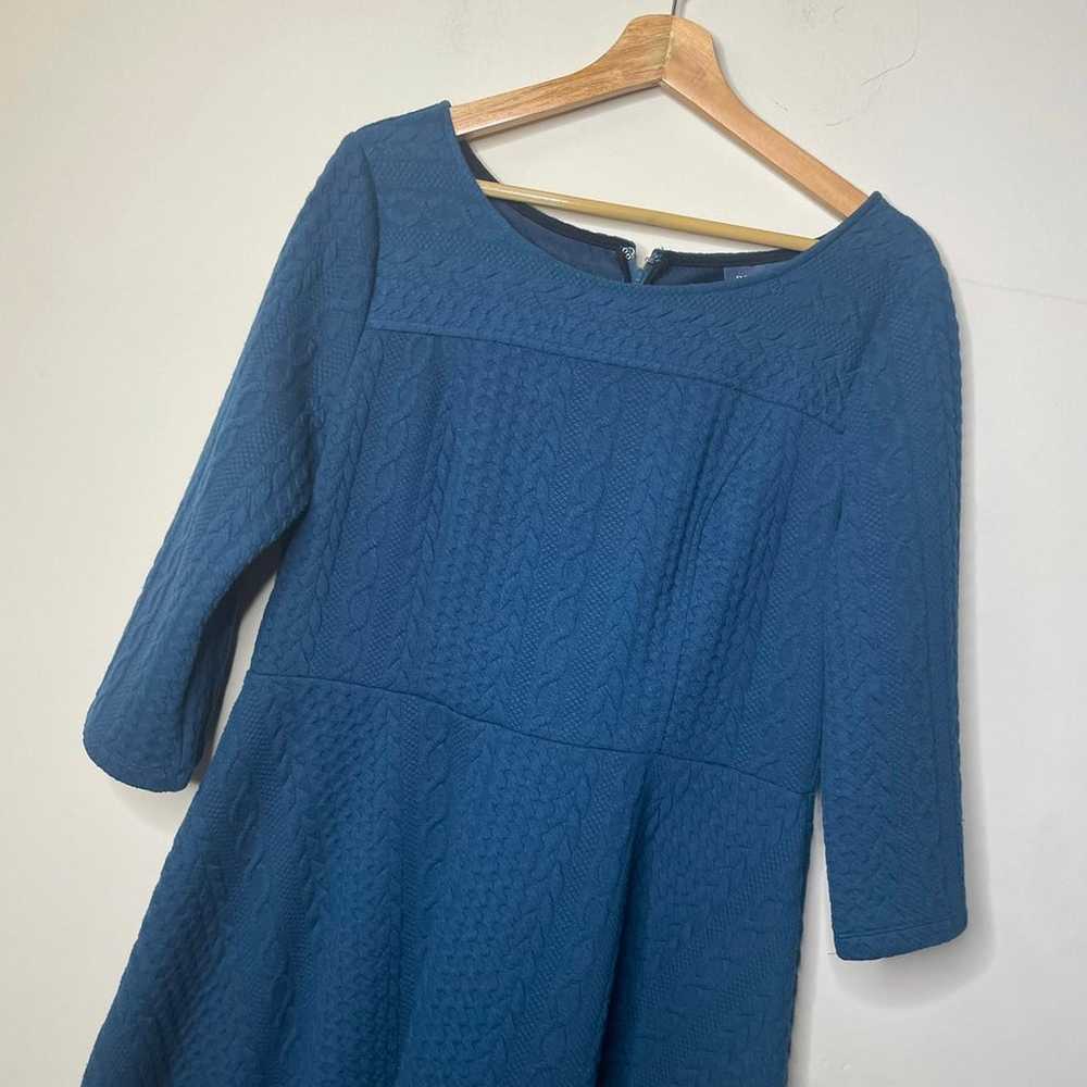 Modcloth Blue Textured Jacquard Fit & Flare Knit … - image 3