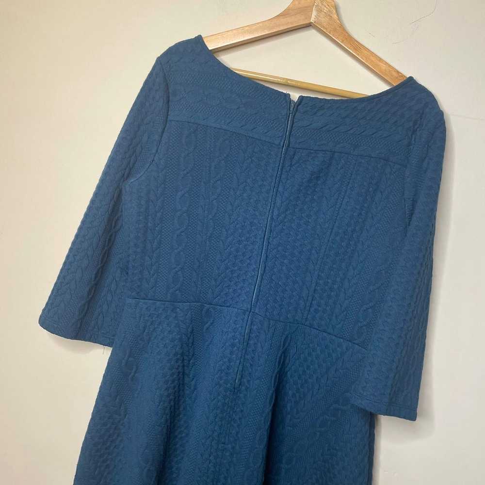 Modcloth Blue Textured Jacquard Fit & Flare Knit … - image 4